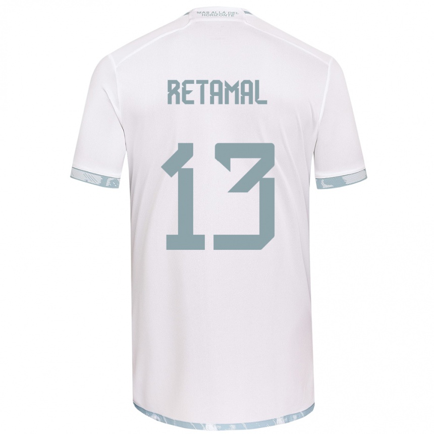 Niño Fútbol Camiseta David Retamal #13 Gris Blanco 2ª Equipación 2024/25