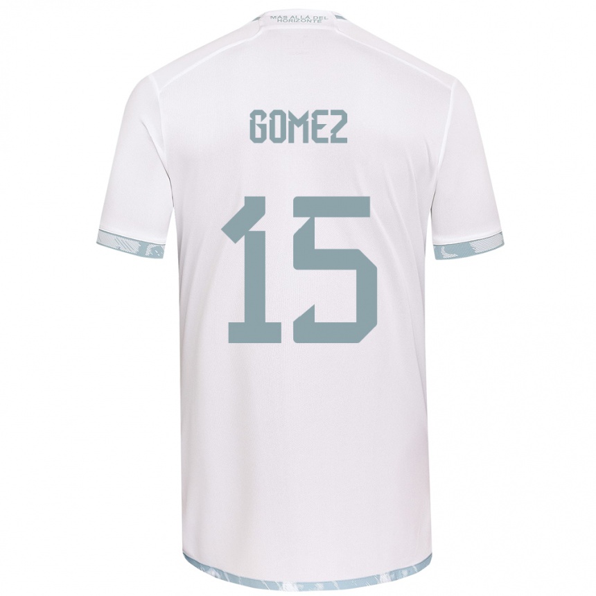 Niño Fútbol Camiseta Juan Pablo Gómez #15 Gris Blanco 2ª Equipación 2024/25