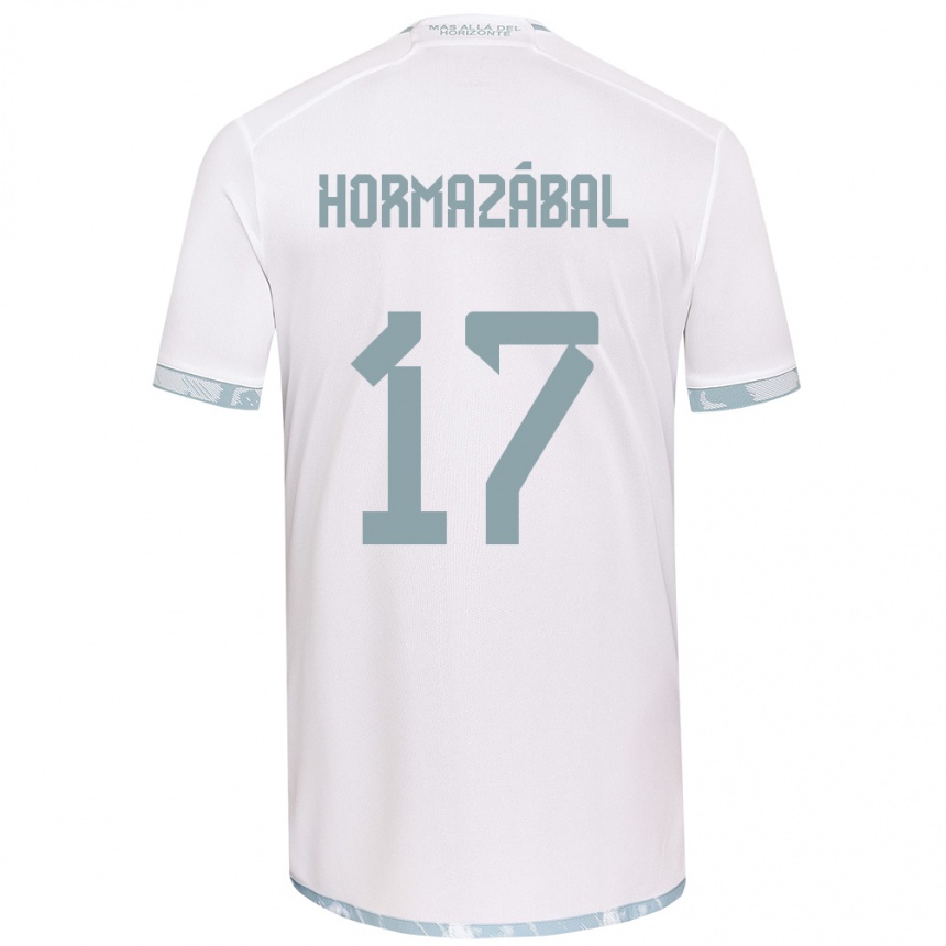 Niño Fútbol Camiseta Fabián Hormazábal #17 Gris Blanco 2ª Equipación 2024/25