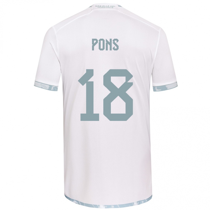 Niño Fútbol Camiseta Luciano Pons #18 Gris Blanco 2ª Equipación 2024/25