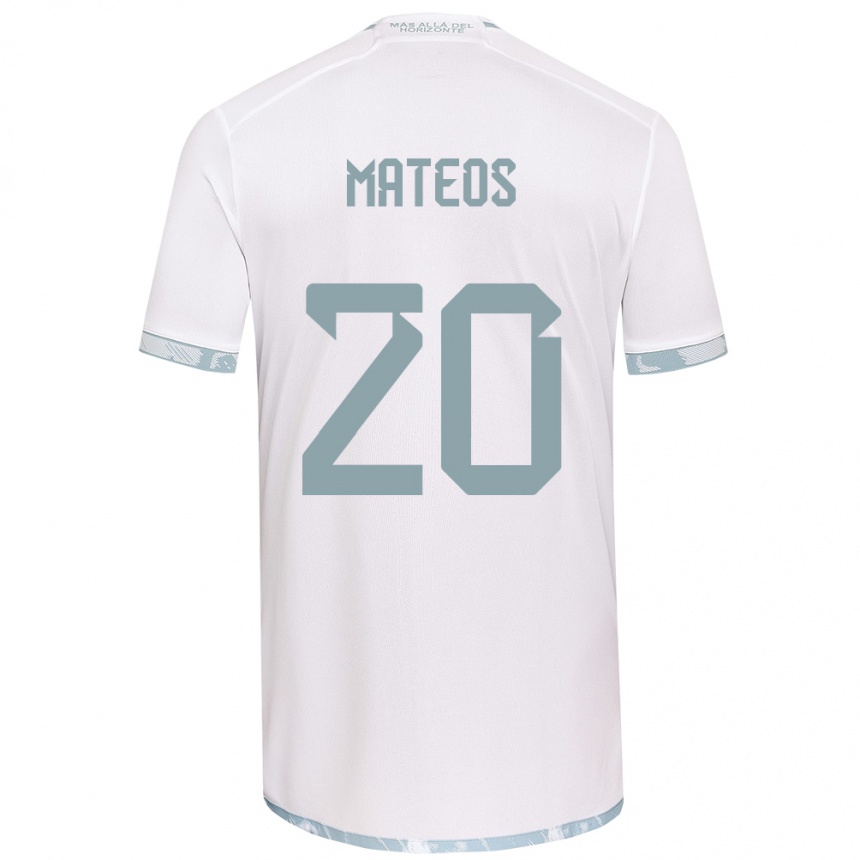 Niño Fútbol Camiseta Federico Mateos #20 Gris Blanco 2ª Equipación 2024/25