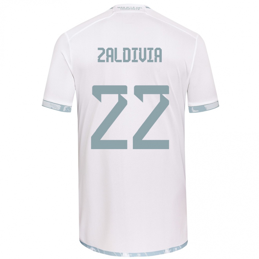 Niño Fútbol Camiseta Matías Zaldivia #22 Gris Blanco 2ª Equipación 2024/25