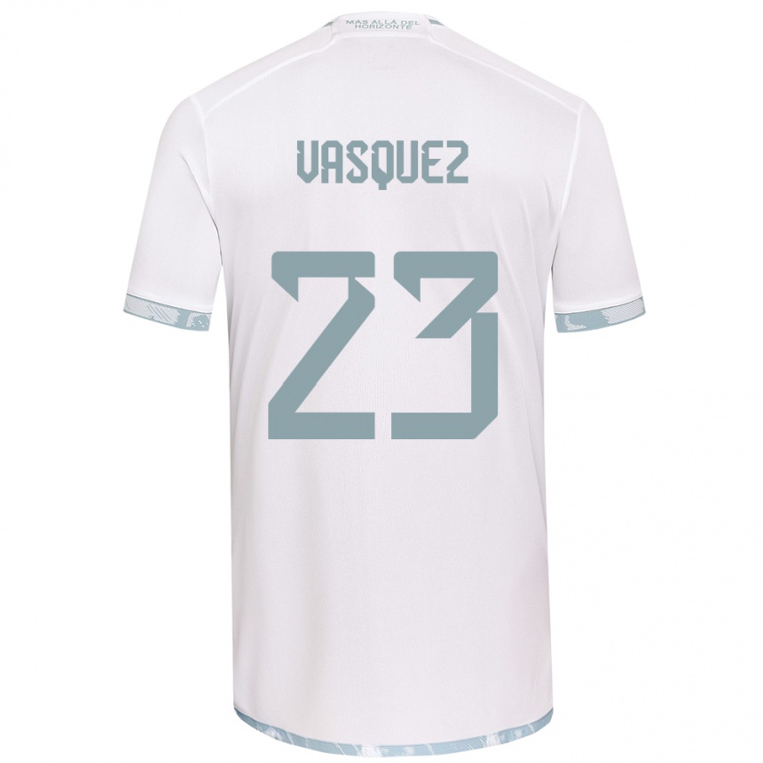 Niño Fútbol Camiseta Ignacio Vásquez #23 Gris Blanco 2ª Equipación 2024/25