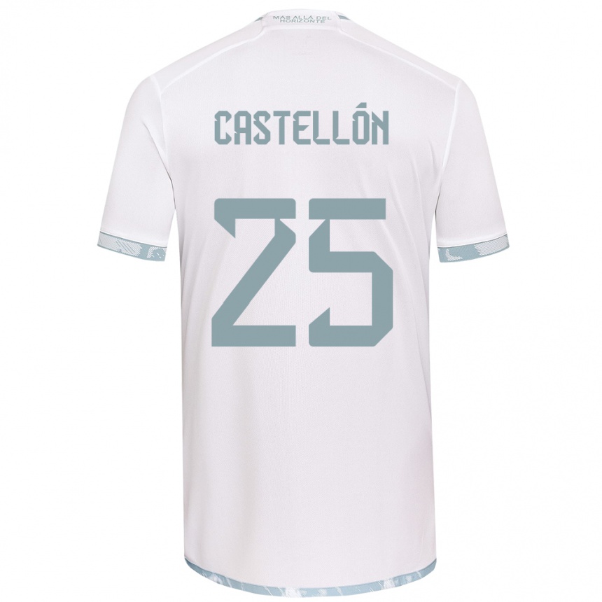 Niño Fútbol Camiseta Gabriel Castellón #25 Gris Blanco 2ª Equipación 2024/25