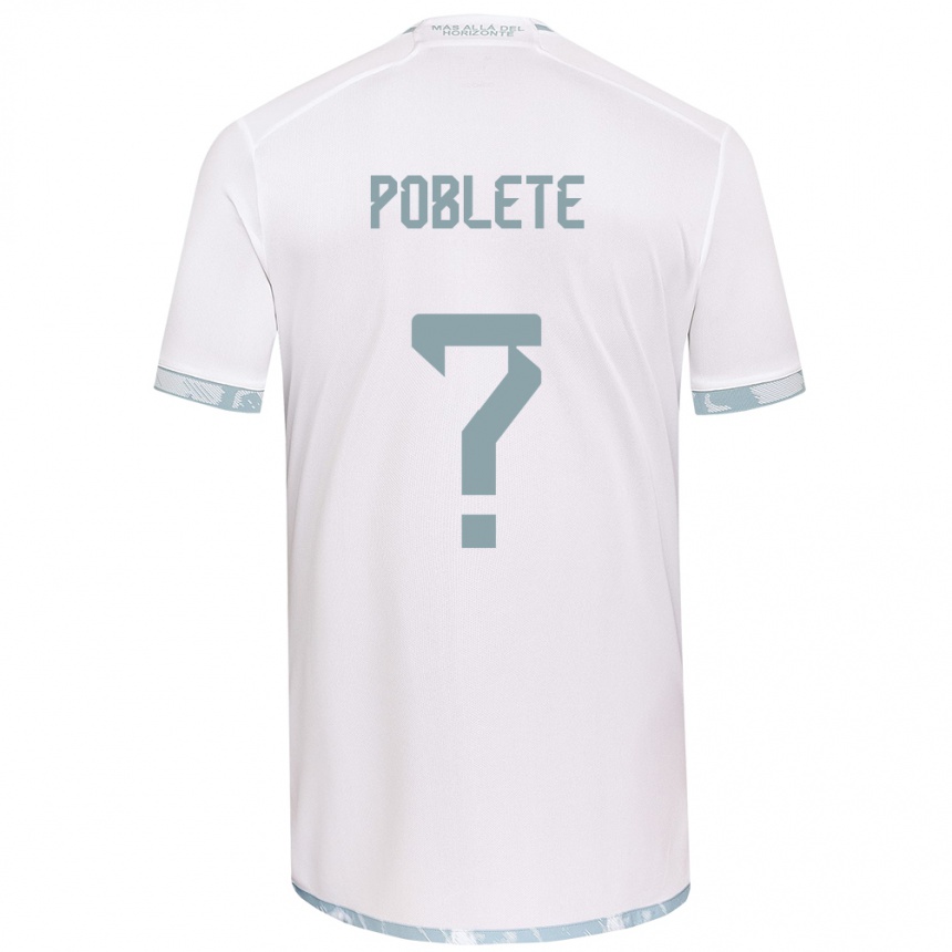 Niño Fútbol Camiseta José Poblete #0 Gris Blanco 2ª Equipación 2024/25