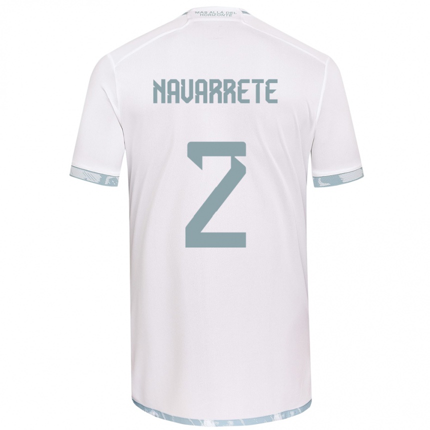 Niño Fútbol Camiseta Daniel Navarrete #2 Gris Blanco 2ª Equipación 2024/25