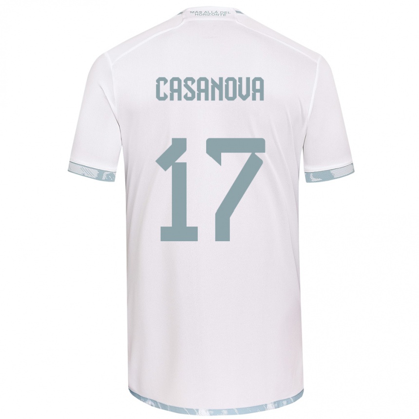 Niño Fútbol Camiseta Luis Casanova #17 Gris Blanco 2ª Equipación 2024/25