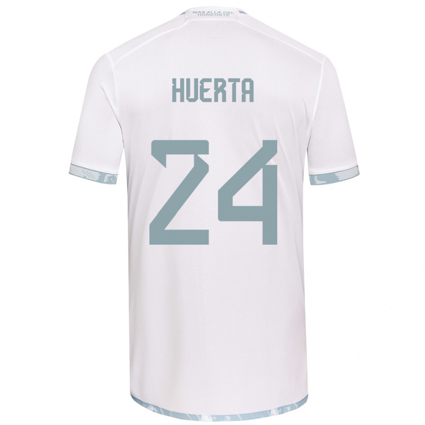 Niño Fútbol Camiseta Renato Huerta #24 Gris Blanco 2ª Equipación 2024/25