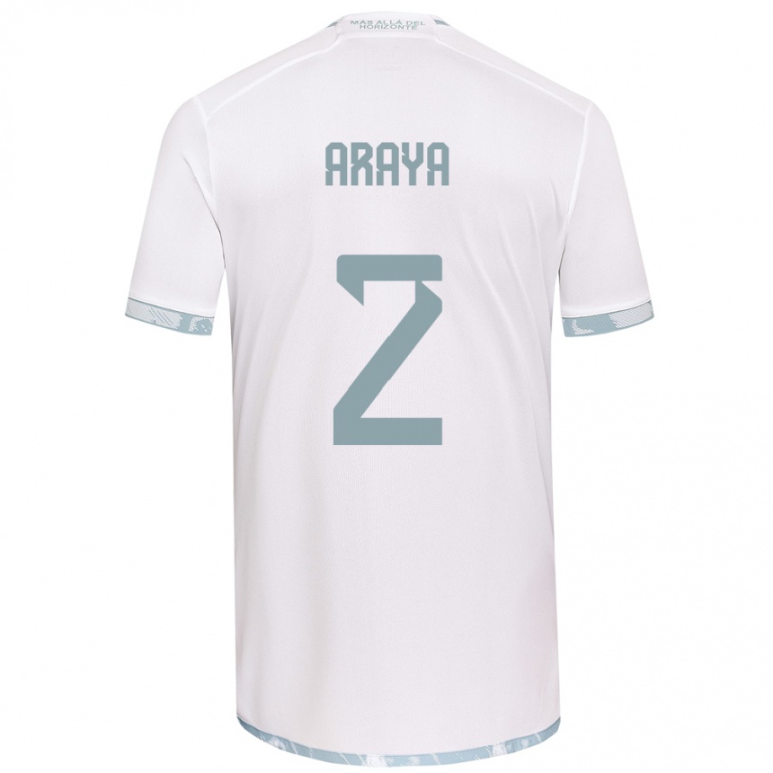 Niño Fútbol Camiseta Fernanda Araya #2 Gris Blanco 2ª Equipación 2024/25