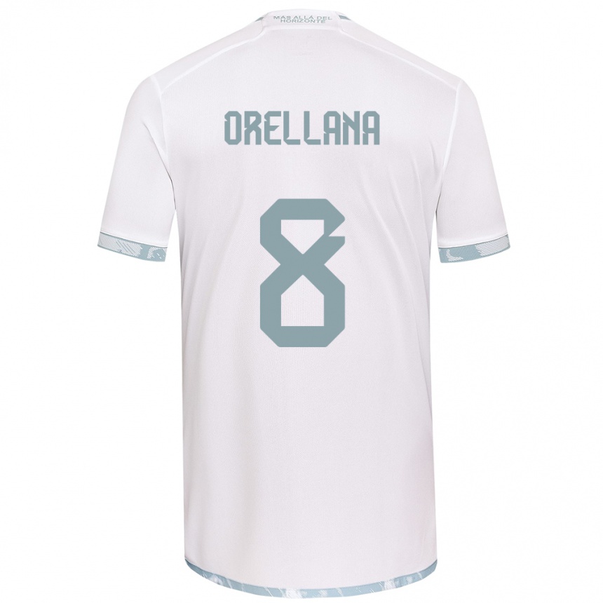 Niño Fútbol Camiseta Denisse Orellana #8 Gris Blanco 2ª Equipación 2024/25