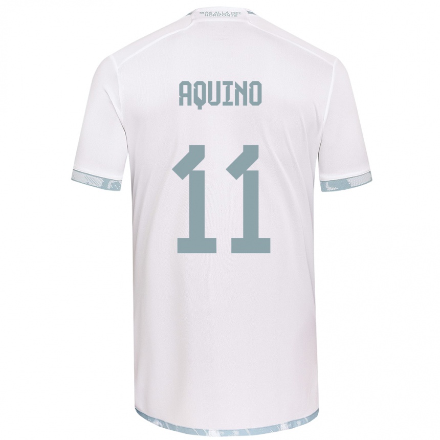 Niño Fútbol Camiseta Yisel Aquino #11 Gris Blanco 2ª Equipación 2024/25