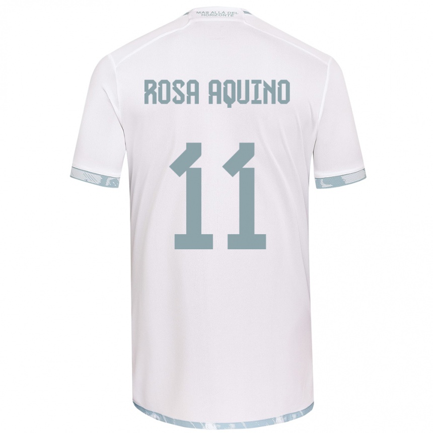 Niño Fútbol Camiseta Rosa Aquino #11 Gris Blanco 2ª Equipación 2024/25