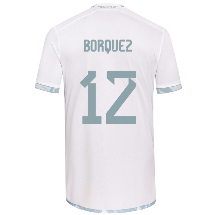 Niño Fútbol Camiseta Gabriela Bórquez #12 Gris Blanco 2ª Equipación 2024/25