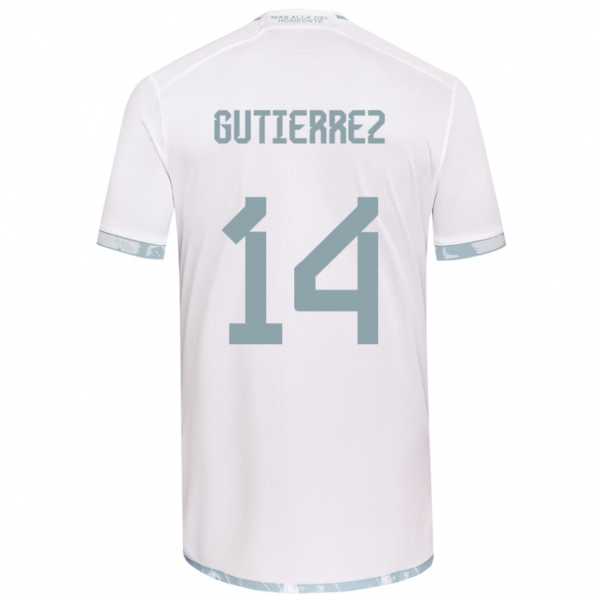 Niño Fútbol Camiseta Ana Gutiérrez #14 Gris Blanco 2ª Equipación 2024/25