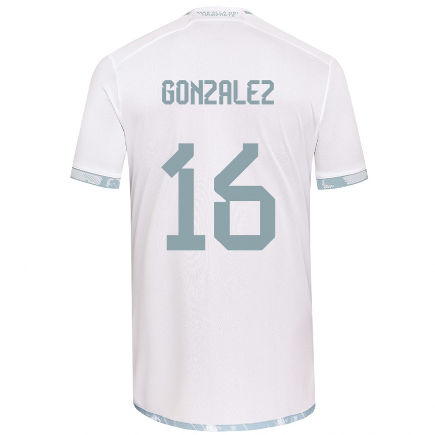 Niño Fútbol Camiseta Monserratt González #16 Gris Blanco 2ª Equipación 2024/25