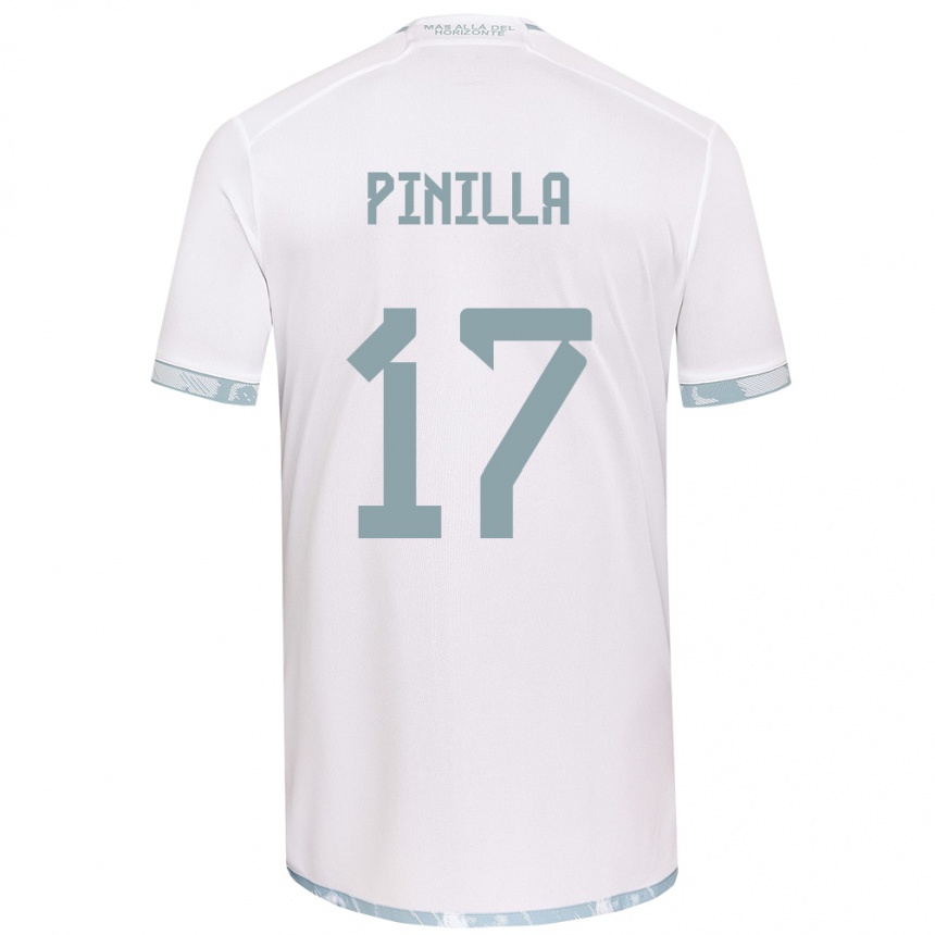 Niño Fútbol Camiseta Fernanda Pinilla #17 Gris Blanco 2ª Equipación 2024/25