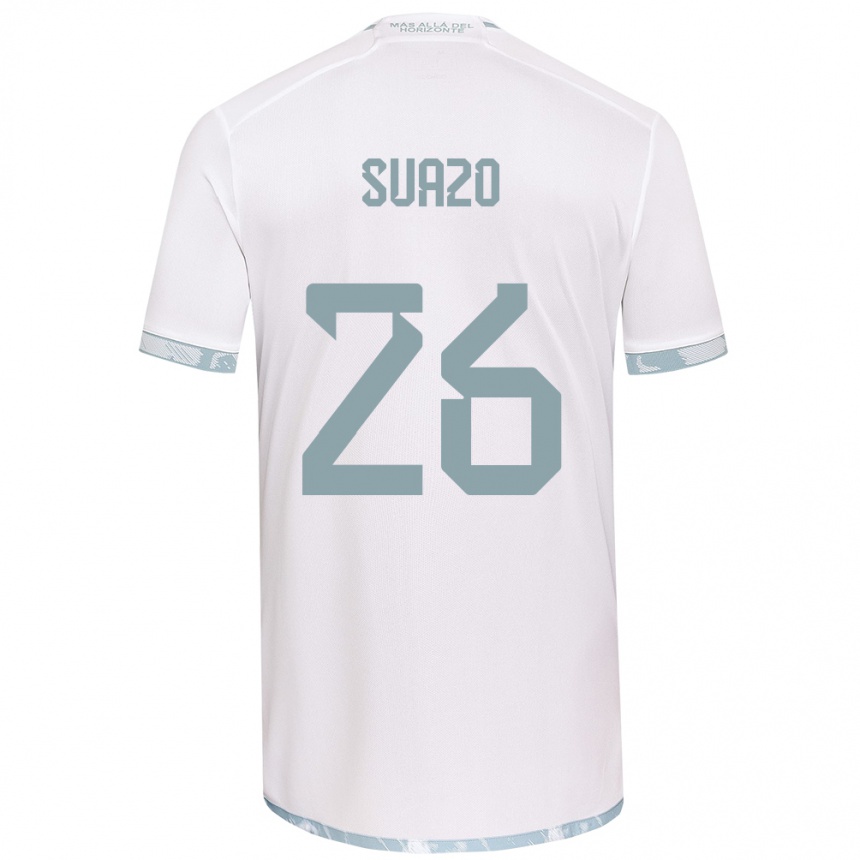 Niño Fútbol Camiseta Gretzel Suazo #26 Gris Blanco 2ª Equipación 2024/25