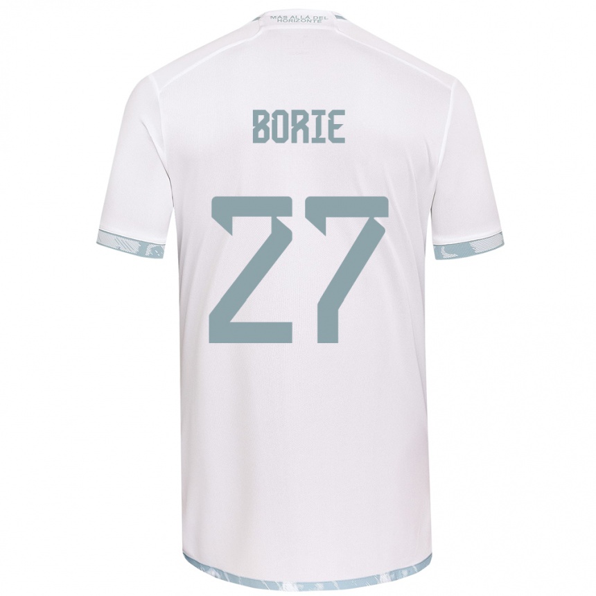 Niño Fútbol Camiseta Emilie Borie #27 Gris Blanco 2ª Equipación 2024/25