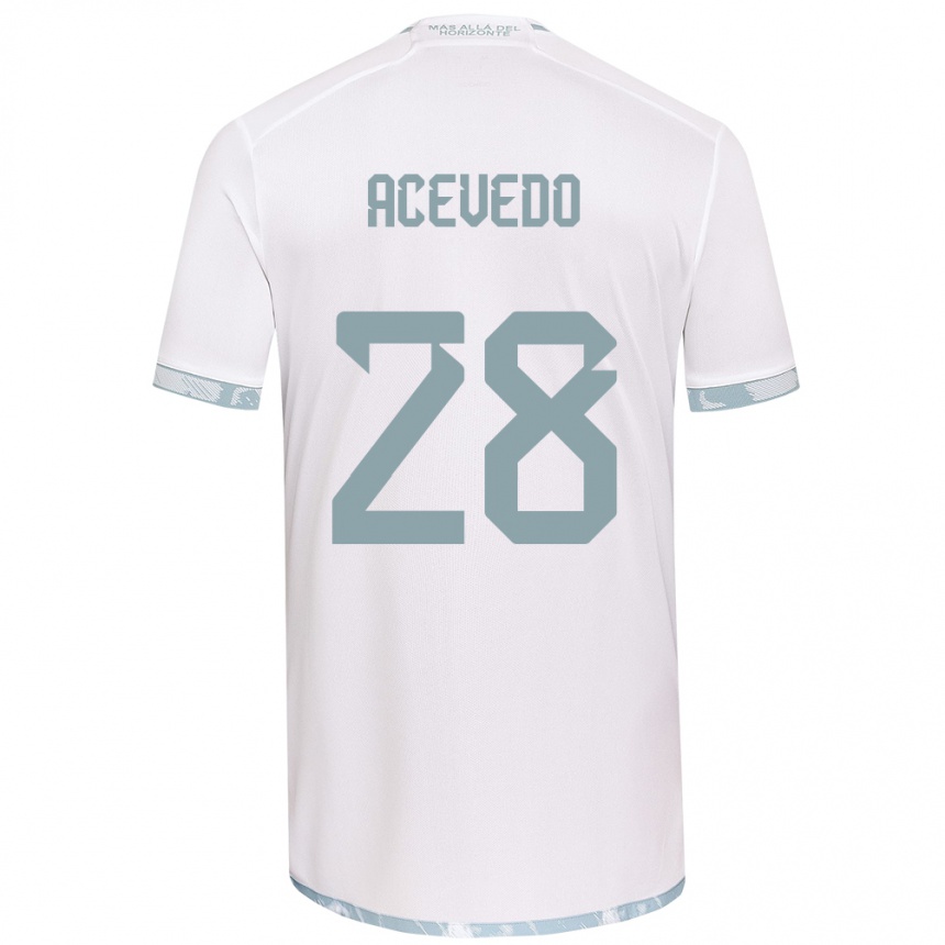 Niño Fútbol Camiseta Florencia Acevedo #28 Gris Blanco 2ª Equipación 2024/25