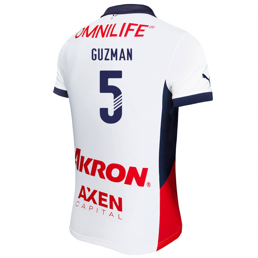 Niño Fútbol Camiseta Víctor Guzmán #5 Blanco Rojo Azul 2ª Equipación 2024/25