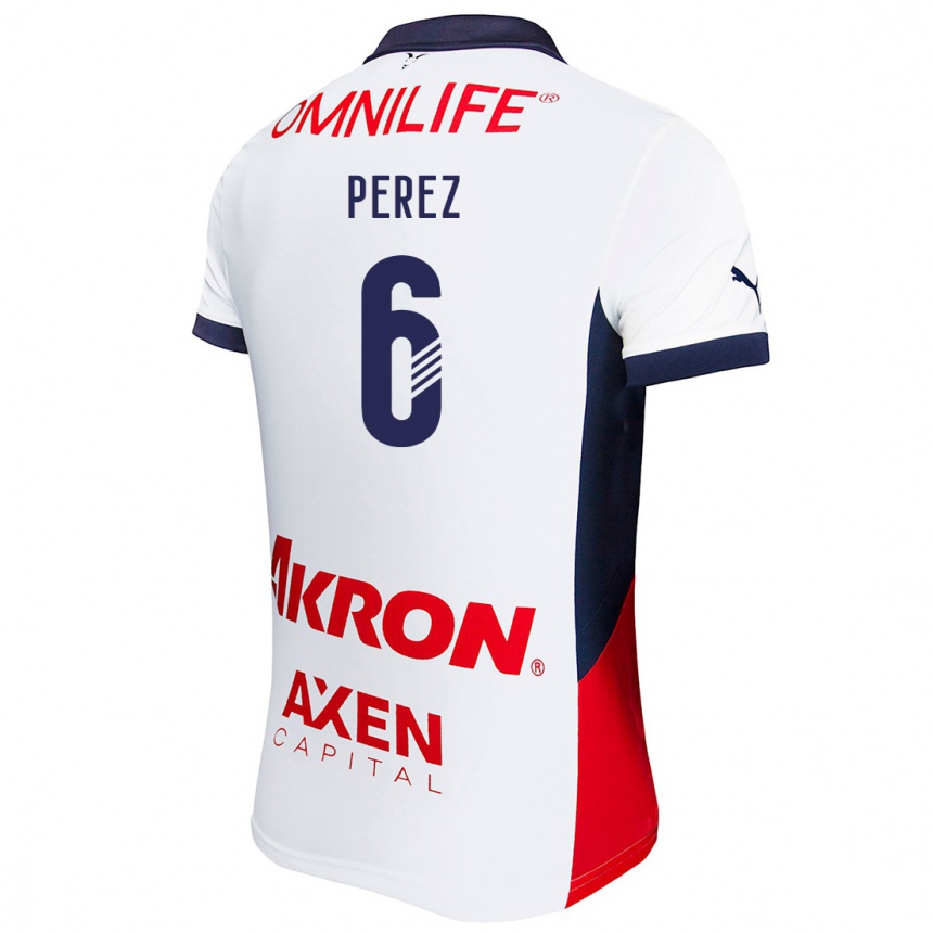 Niño Fútbol Camiseta Pável Pérez #6 Blanco Rojo Azul 2ª Equipación 2024/25