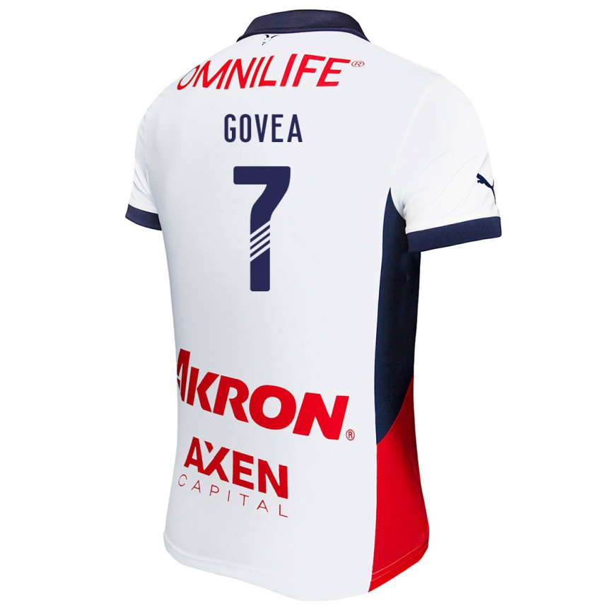 Niño Fútbol Camiseta Omar Govea #7 Blanco Rojo Azul 2ª Equipación 2024/25