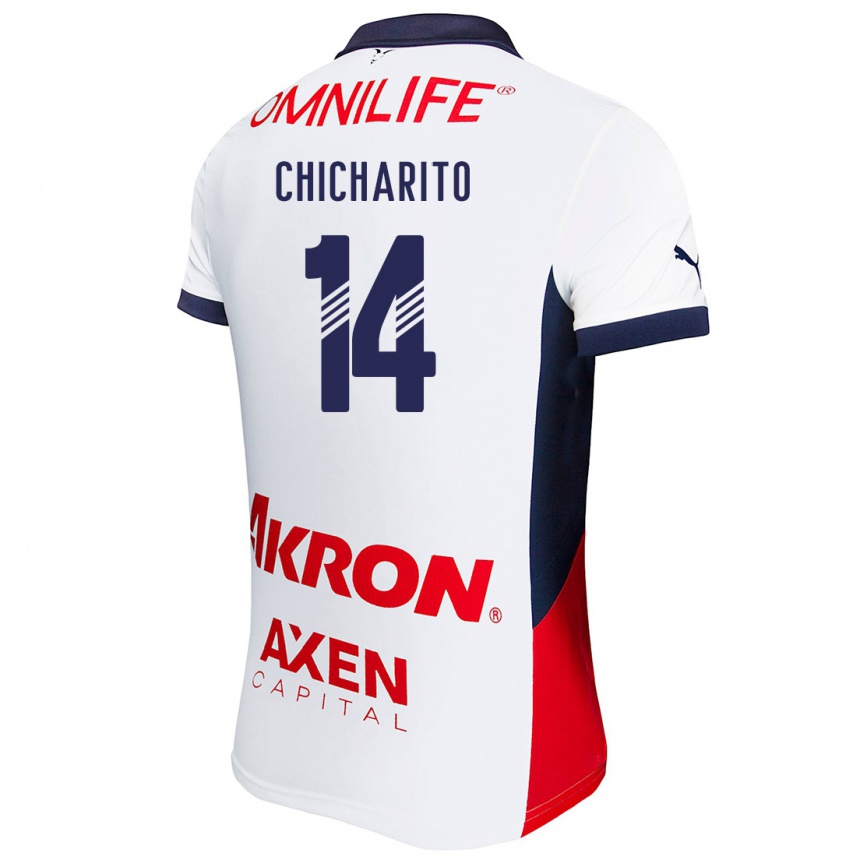 Niño Fútbol Camiseta Chicharito #14 Blanco Rojo Azul 2ª Equipación 2024/25