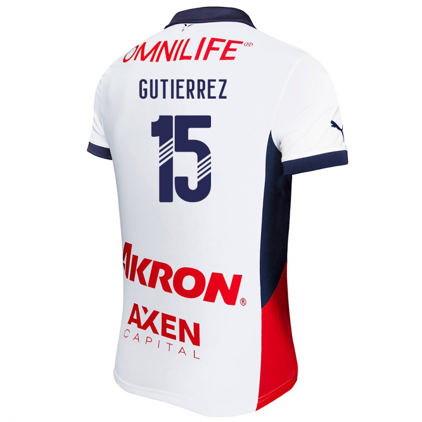 Niño Fútbol Camiseta Érick Gutiérrez #15 Blanco Rojo Azul 2ª Equipación 2024/25