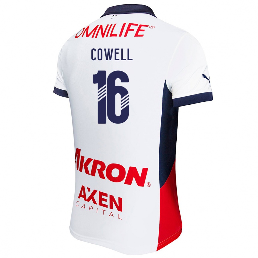 Niño Fútbol Camiseta Cade Cowell #16 Blanco Rojo Azul 2ª Equipación 2024/25