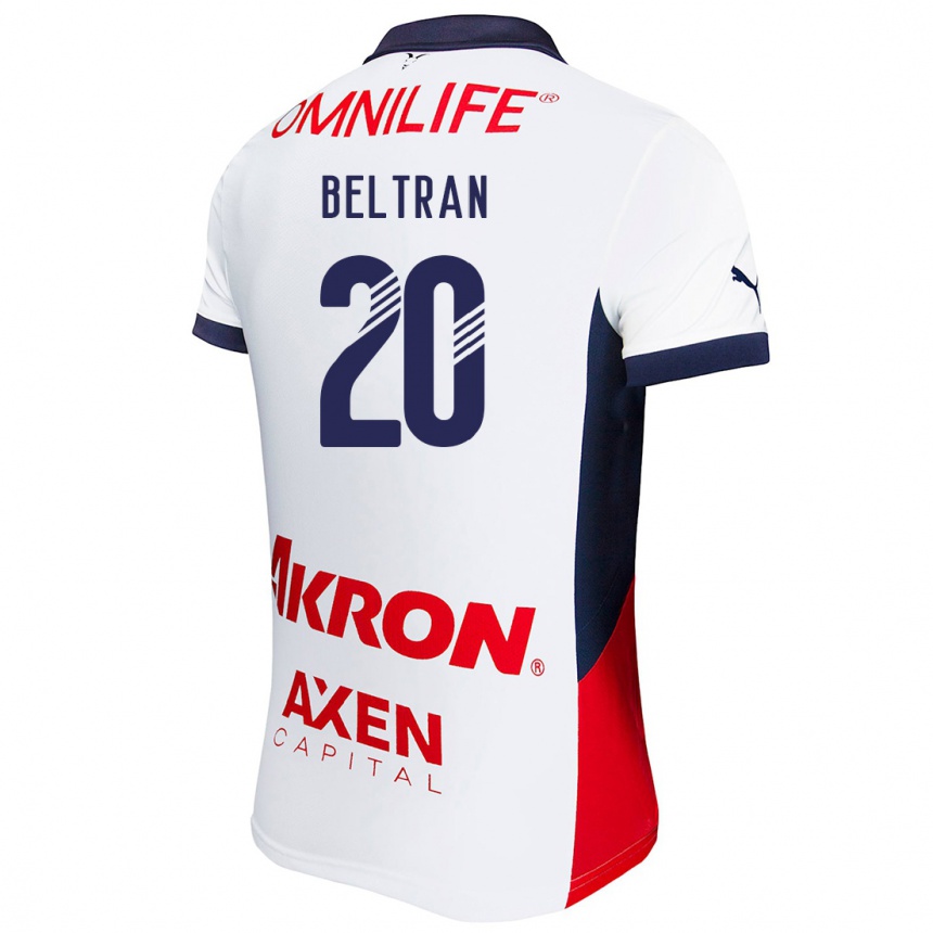 Niño Fútbol Camiseta Fernando Beltrán #20 Blanco Rojo Azul 2ª Equipación 2024/25