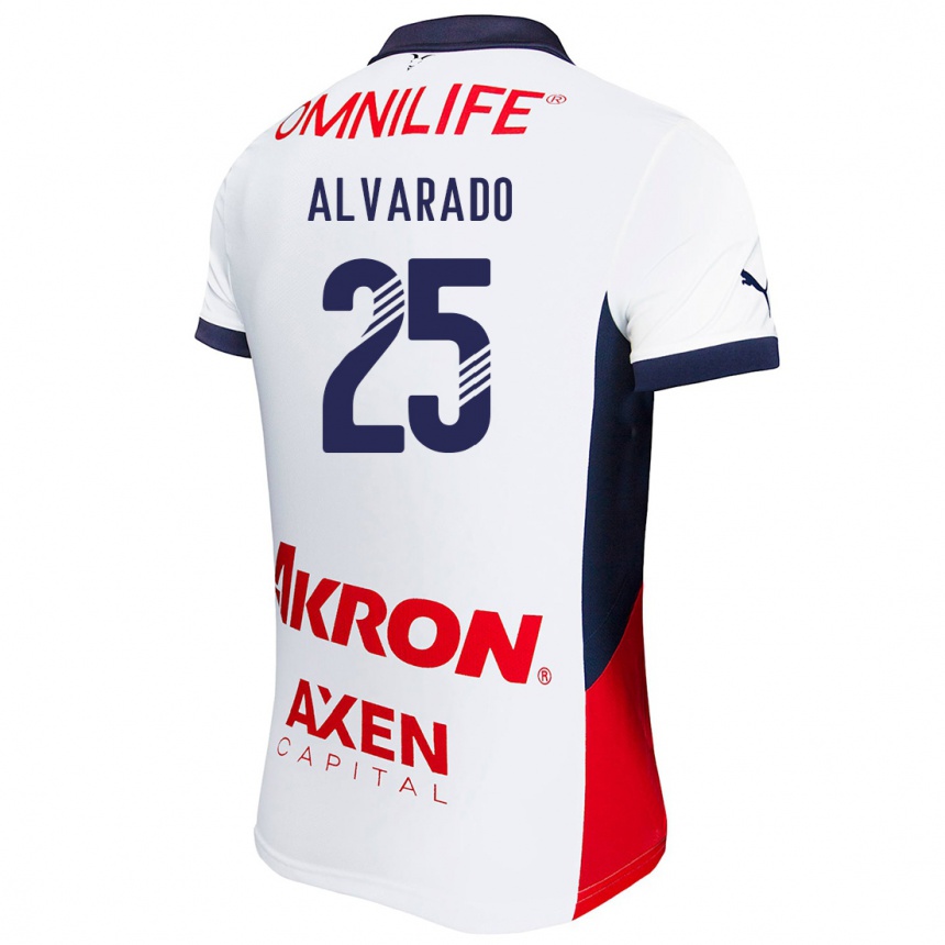 Niño Fútbol Camiseta Roberto Alvarado #25 Blanco Rojo Azul 2ª Equipación 2024/25