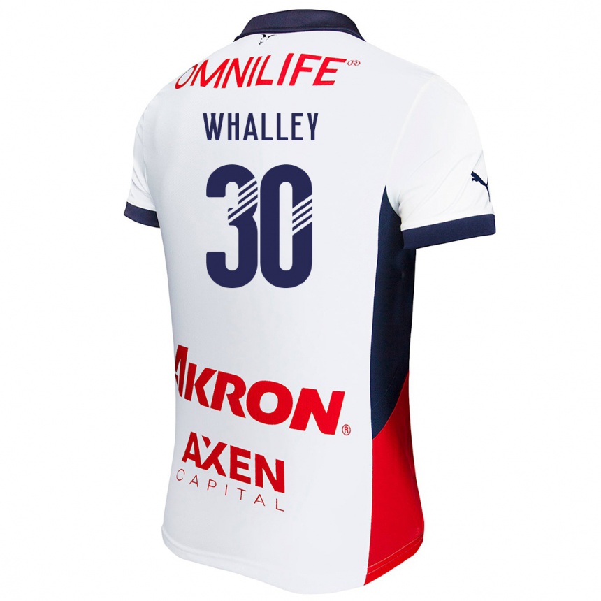 Niño Fútbol Camiseta Óscar Whalley #30 Blanco Rojo Azul 2ª Equipación 2024/25