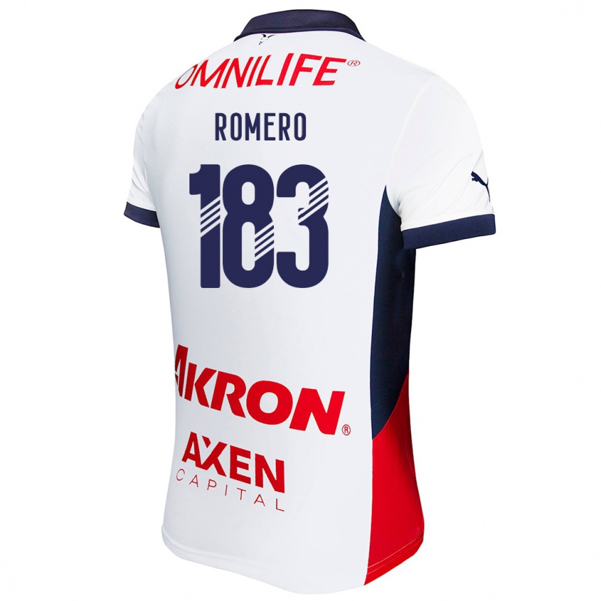 Niño Fútbol Camiseta Javen Romero #183 Blanco Rojo Azul 2ª Equipación 2024/25