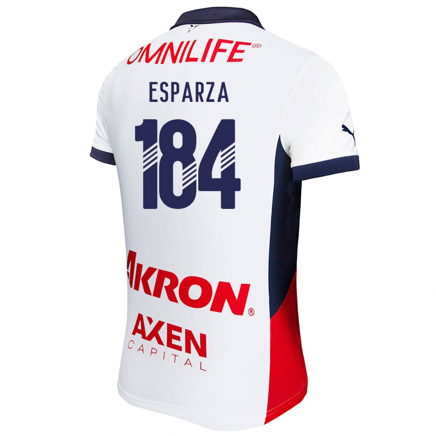 Niño Fútbol Camiseta Sebastián Esparza #184 Blanco Rojo Azul 2ª Equipación 2024/25