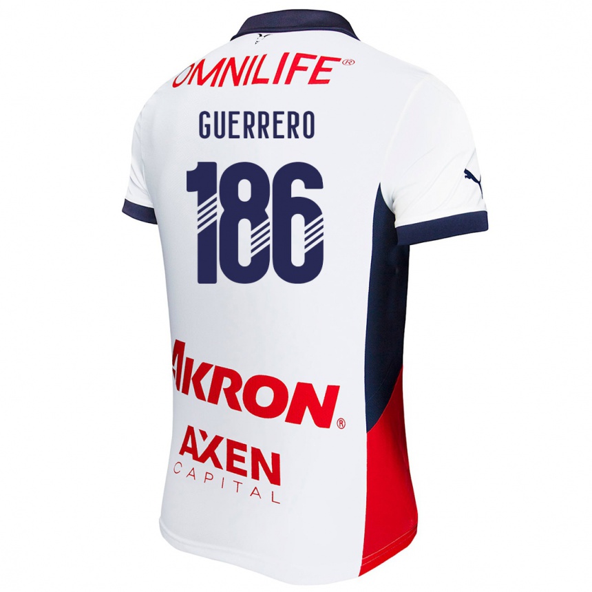 Niño Fútbol Camiseta Javier Guerrero #186 Blanco Rojo Azul 2ª Equipación 2024/25