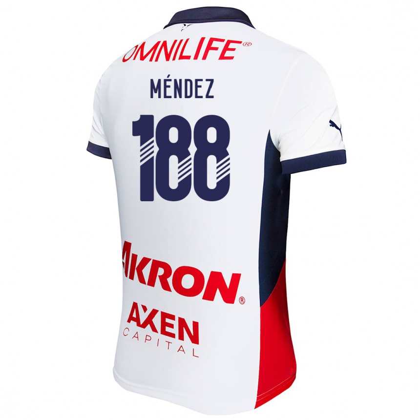 Niño Fútbol Camiseta Francisco Méndez #188 Blanco Rojo Azul 2ª Equipación 2024/25