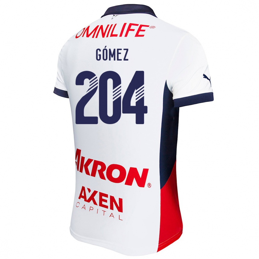 Niño Fútbol Camiseta Luis Gómez #204 Blanco Rojo Azul 2ª Equipación 2024/25