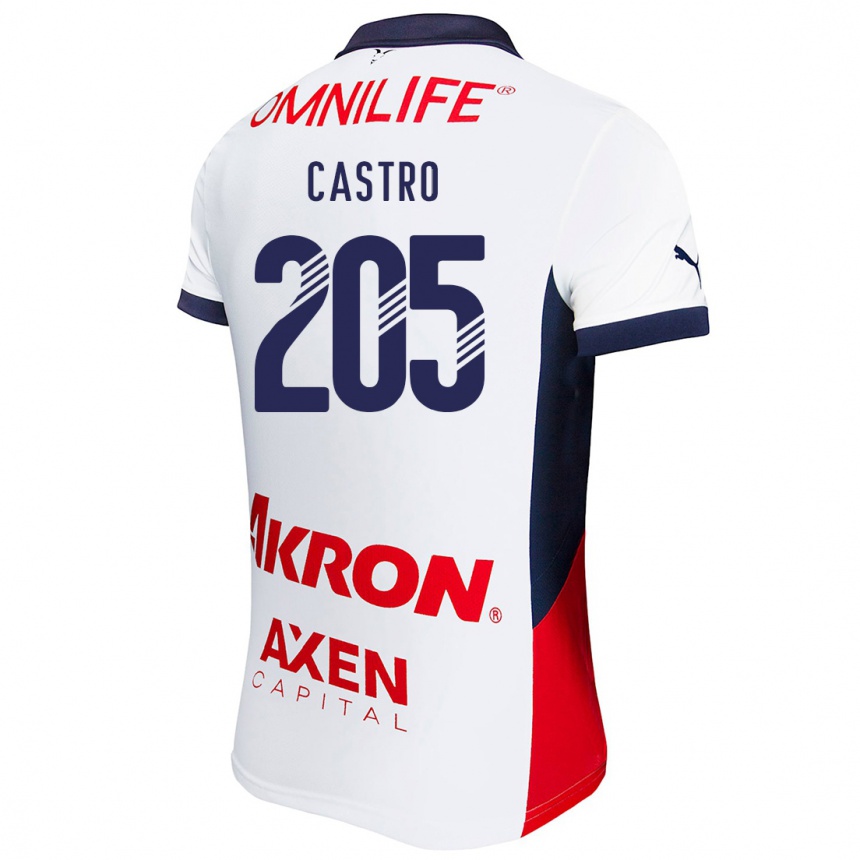 Niño Fútbol Camiseta Ariel Castro #205 Blanco Rojo Azul 2ª Equipación 2024/25