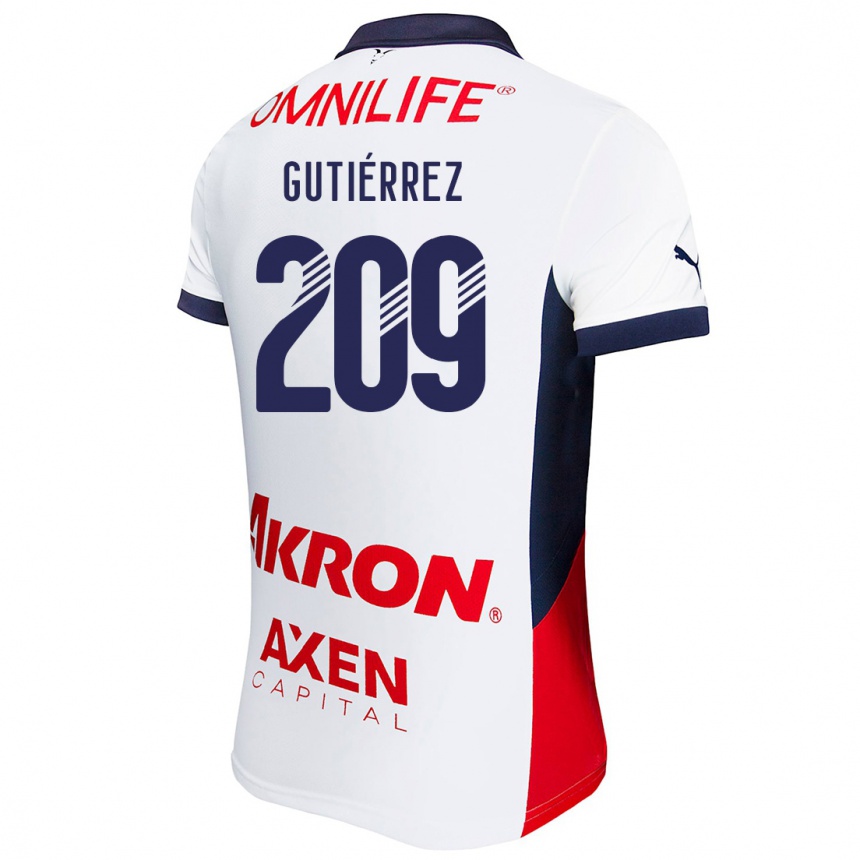 Niño Fútbol Camiseta Edgar Gutiérrez #209 Blanco Rojo Azul 2ª Equipación 2024/25