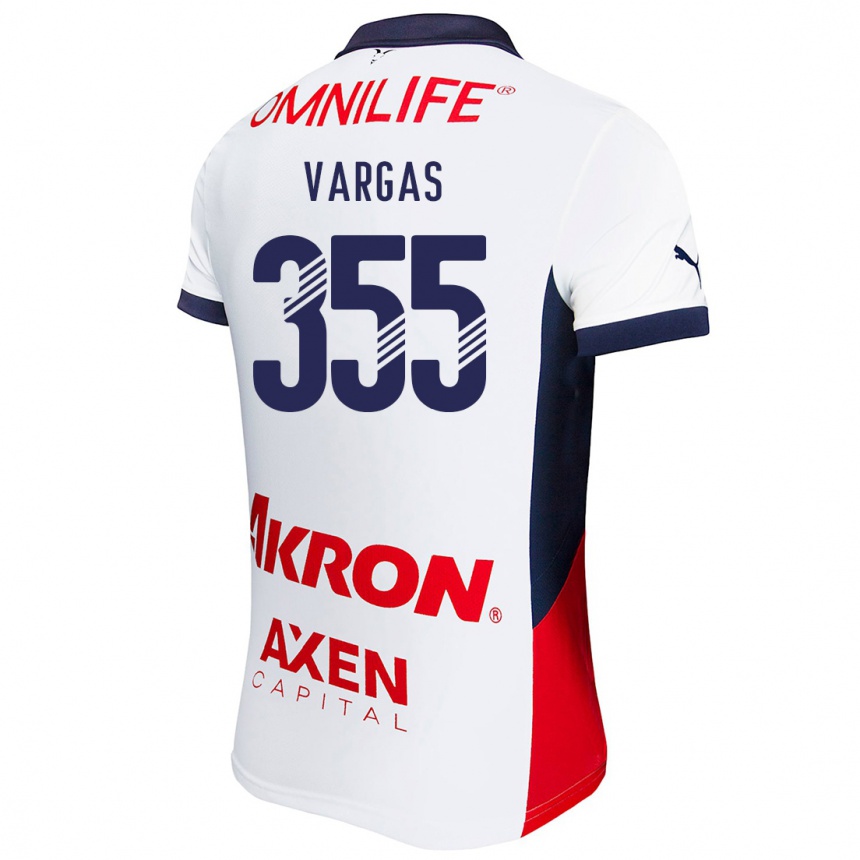 Niño Fútbol Camiseta Edgar Vargas #355 Blanco Rojo Azul 2ª Equipación 2024/25