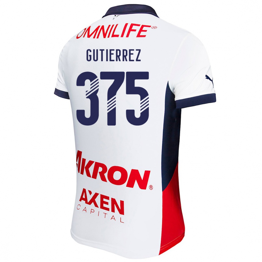 Niño Fútbol Camiseta Gerson Gutiérrez #375 Blanco Rojo Azul 2ª Equipación 2024/25