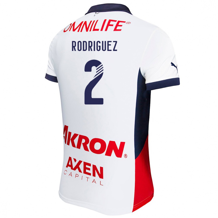 Niño Fútbol Camiseta Jaqueline Rodríguez #2 Blanco Rojo Azul 2ª Equipación 2024/25