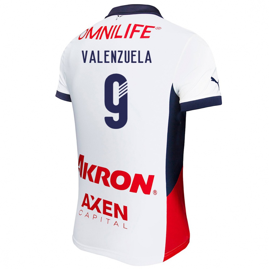 Niño Fútbol Camiseta Gabriela Valenzuela #9 Blanco Rojo Azul 2ª Equipación 2024/25