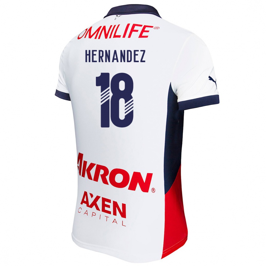 Niño Fútbol Camiseta Montserrat Hernández #18 Blanco Rojo Azul 2ª Equipación 2024/25