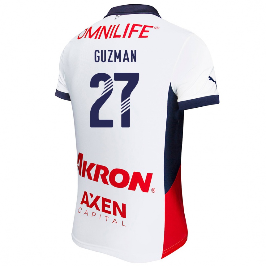 Niño Fútbol Camiseta Kinberly Guzmán #27 Blanco Rojo Azul 2ª Equipación 2024/25