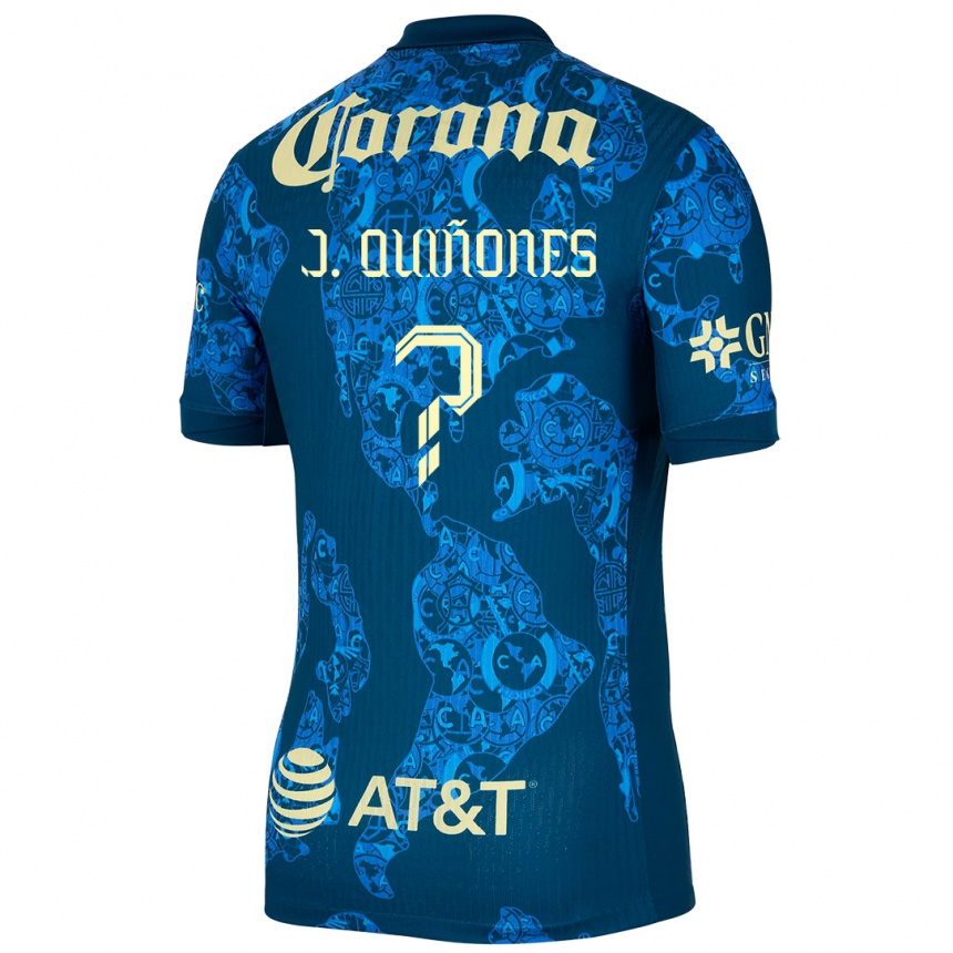 Niño Fútbol Camiseta Julián Quiñones #0 Azul Amarillo 2ª Equipación 2024/25