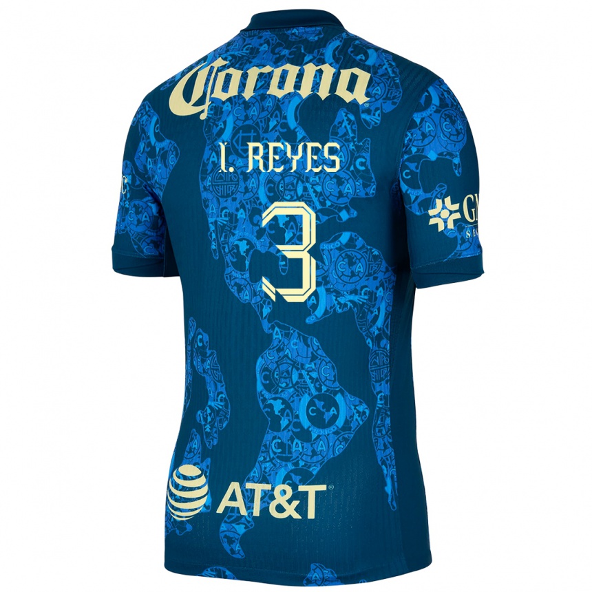 Niño Fútbol Camiseta Israel Reyes #3 Azul Amarillo 2ª Equipación 2024/25