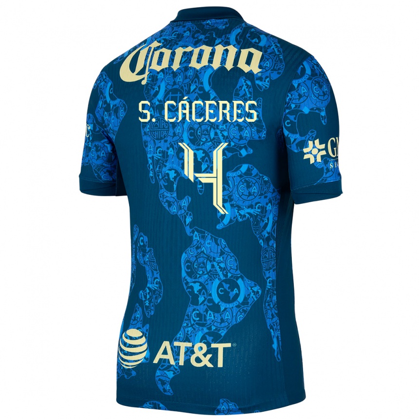 Niño Fútbol Camiseta Sebastián Cáceres #4 Azul Amarillo 2ª Equipación 2024/25