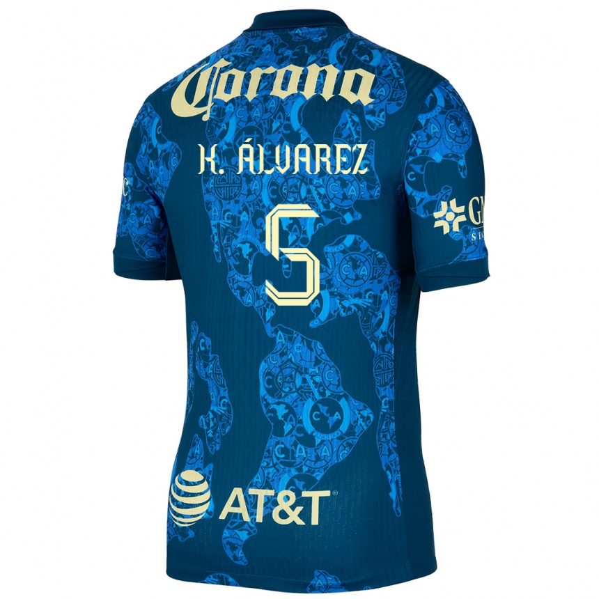 Niño Fútbol Camiseta Kevin Álvarez #5 Azul Amarillo 2ª Equipación 2024/25