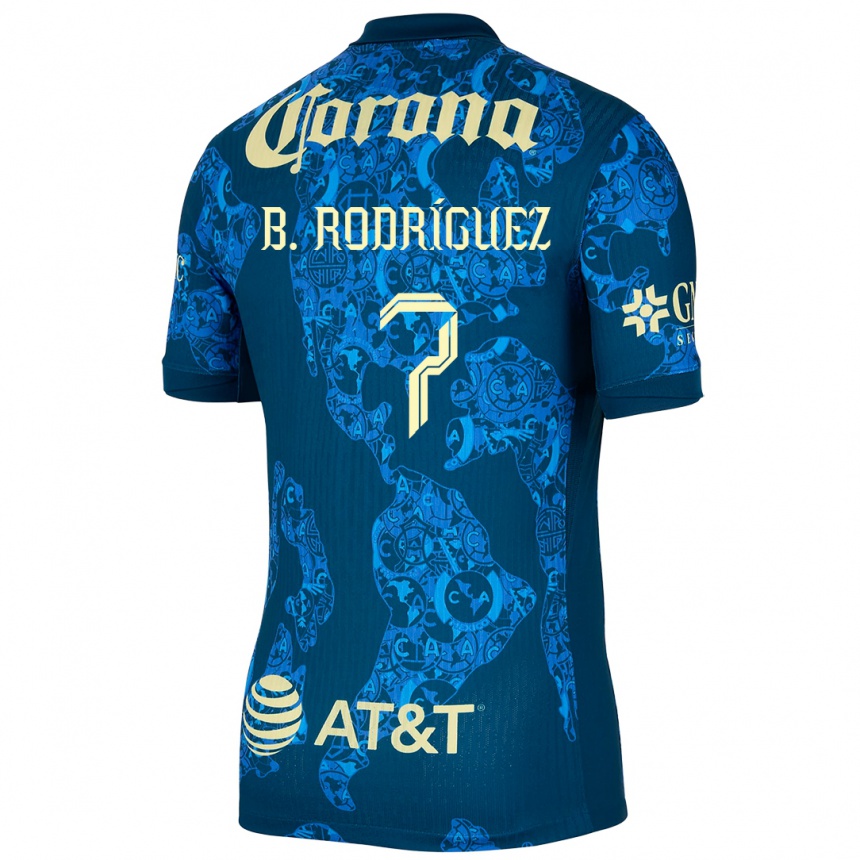 Niño Fútbol Camiseta Brian Rodríguez #7 Azul Amarillo 2ª Equipación 2024/25